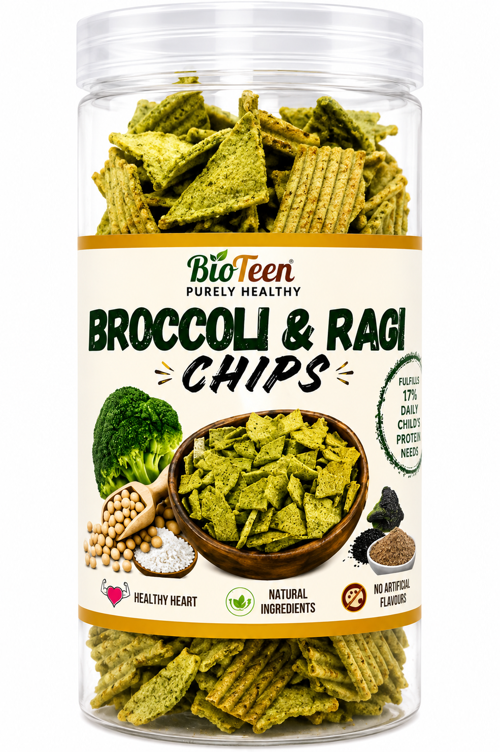 BioTeen Broccoli & Ragi Chips – Healthy Protein & Fibre Rich Snack