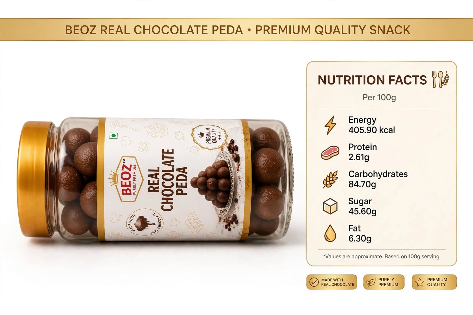 BEOZ Real Chocolate Peda – Premium Chocolate Indian Sweet