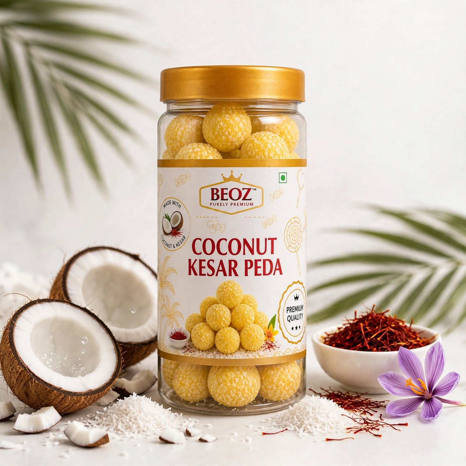 BEOZ Coconut Mango Peda – Premium Coconut & Mango Indian Sweet