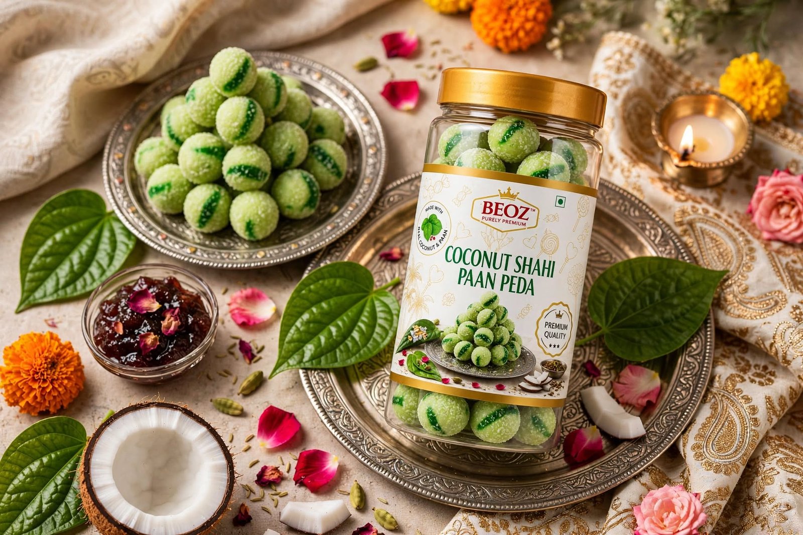 BEOZ Coconut Shahi Paan Peda – Premium Coconut & Paan Indian Sweet