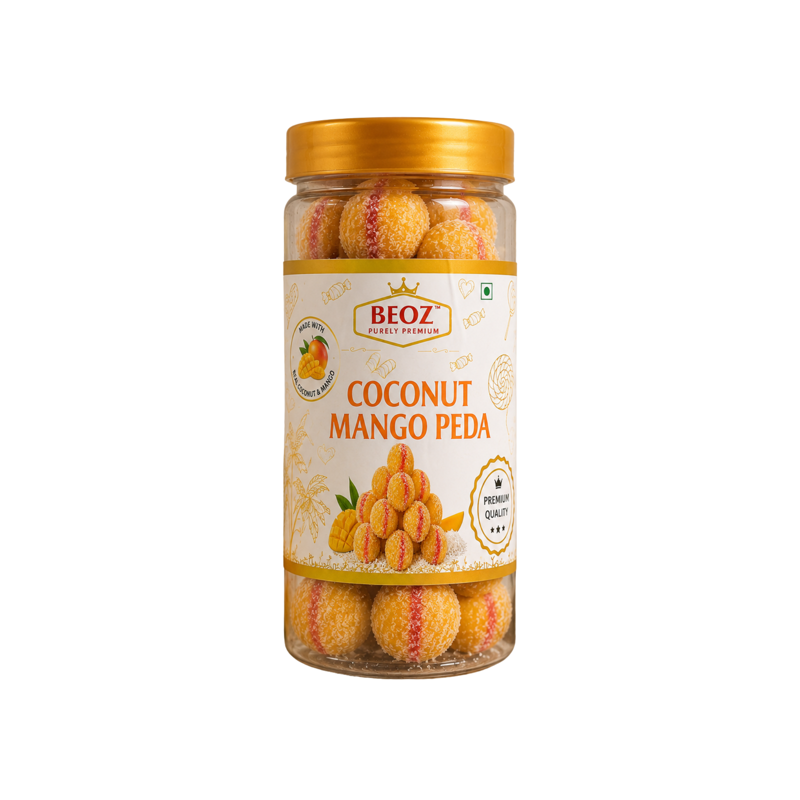 BEOZ Coconut Mango Peda – Premium Coconut & Mango Indian Sweet