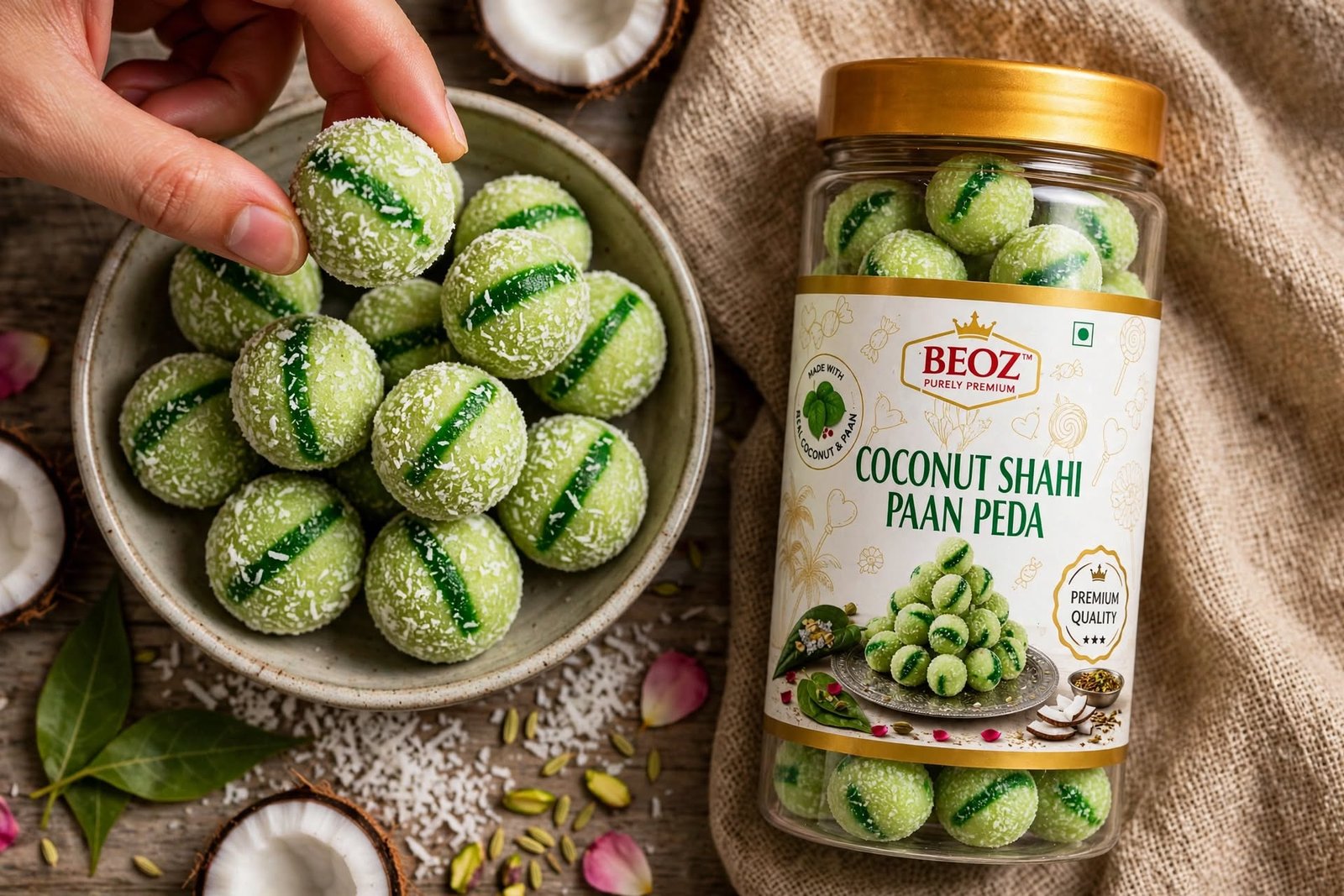 BEOZ Coconut Shahi Paan Peda – Premium Coconut & Paan Indian Sweet